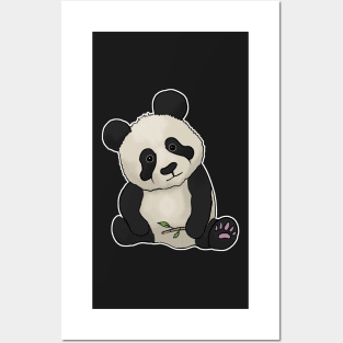 Cute Panda hand drawn sad face bamboo Posters and Art